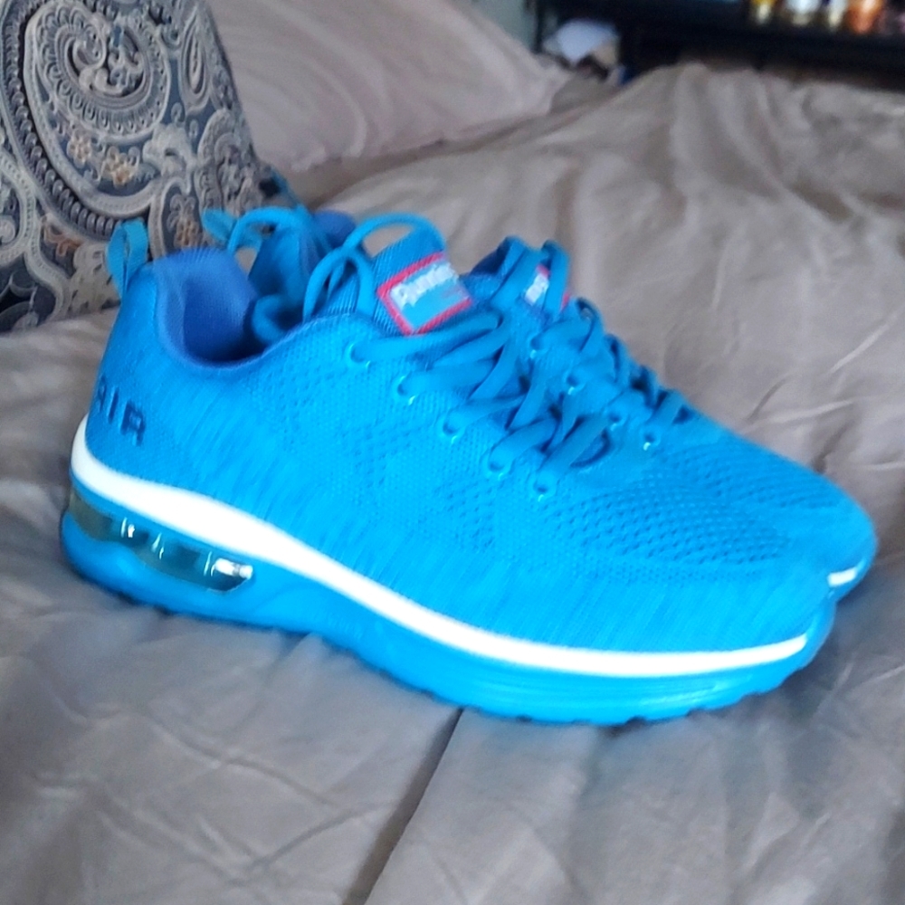 Blue running shoes